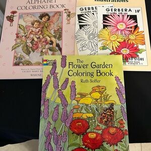 Three Vintage Adult Coloring Books